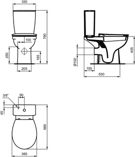 W3288 Eurovit WC комплект с долно водоподаване | Тоалетни